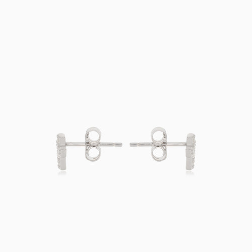 Silver stud earrings cross with cubic zirconia