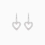Silver drop earrings with heart