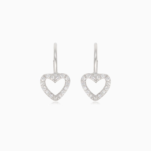 Silver drop earrings with heart