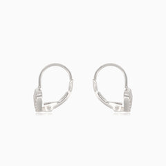 Silver heart drop earrings