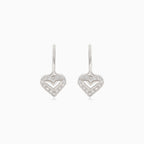 Silver heart drop earrings
