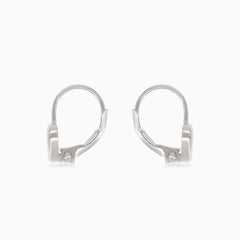 Silver earrings with heart and cubic zirconia in the middle