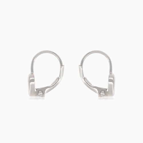 Silver earrings with heart and cubic zirconia in the middle
