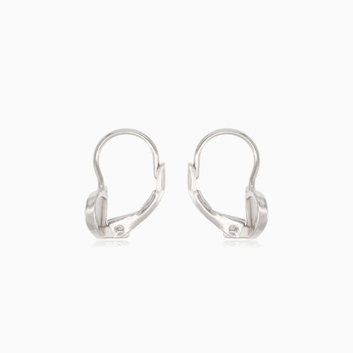 Silver heart earrings with half-covered cubic zirconia