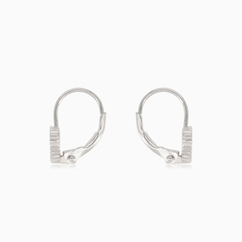 Silver heart earrings with cubic zirconia surround