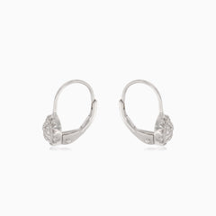 Silver drop earrings with small round cubic zirconia