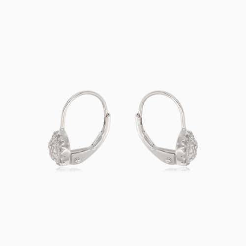 Silver drop earrings with small round cubic zirconia