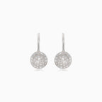 Silver drop earrings with small round cubic zirconia