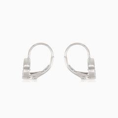 Boucles d’oreilles pendantes halo en argent avec zircon cubique rond