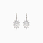 Silver drop earrings with halo cubic zirconia