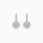 Silver drop earrings with main cubic zirconia and cubic zirconia accent on top