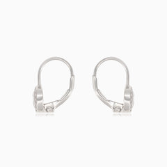 Silver earrings with large cubic zirconia, surrounding smaller cubic zirconia