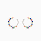 Stříbrné náušnice kruhy se syntetickými kameny