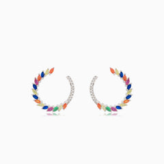 Stříbrné náušnice kruhy se syntetickými kameny