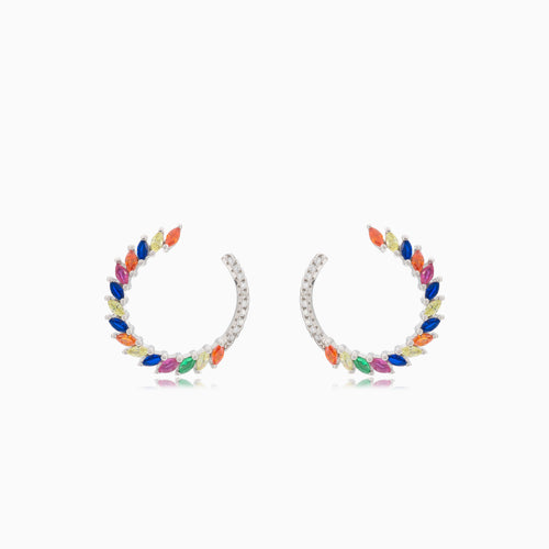 Silberne Steckohrringe Kreise mit synthetischen Steinen