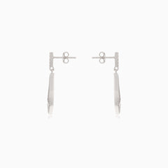 Silver dangle stud earrings with cubic zirconia