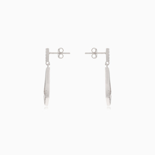 Silver dangle stud earrings with cubic zirconia