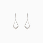 Silver dangle stud earrings with cubic zirconia