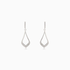 Silver dangle stud earrings with cubic zirconia