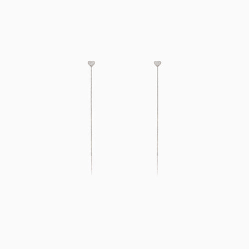 Stringing heart earrings with cubic zirconia