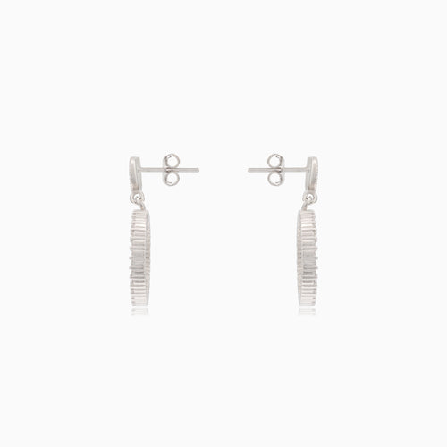 Silver stud earrings dangling zirconia circle
