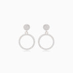 Silver stud earrings dangling zirconia circle
