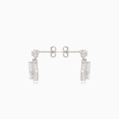 Silver drop dangle stud earrings