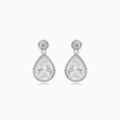 Silver drop dangle stud earrings