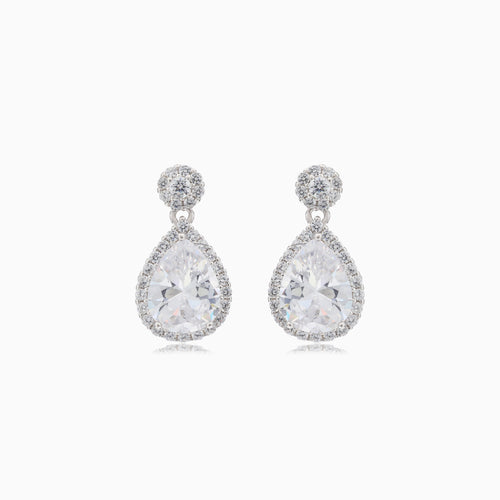 Silver drop dangle stud earrings