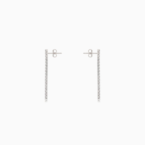 Hanging silver cubic zirconia dangle earrings