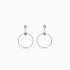 Silver stud earrings dangling circles