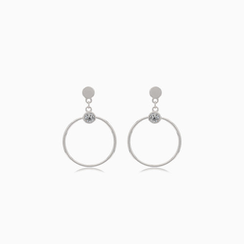 Silver stud earrings dangling circles