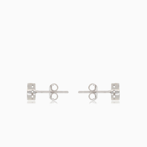 Round silver stud earrings with cubic zirconia