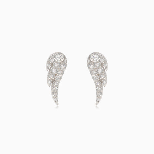 Silver stud earring wing of an angel