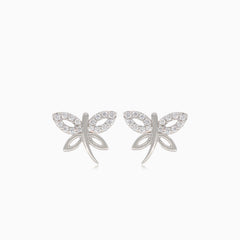 Silver dragonfly stud earrings