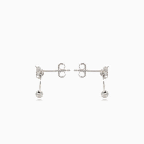 Silver butterfly earrings with ring