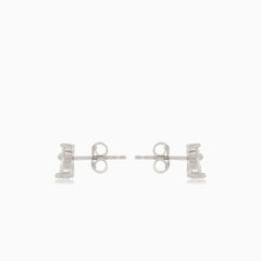 Silver butterfly stud earrings with cubic zirconia