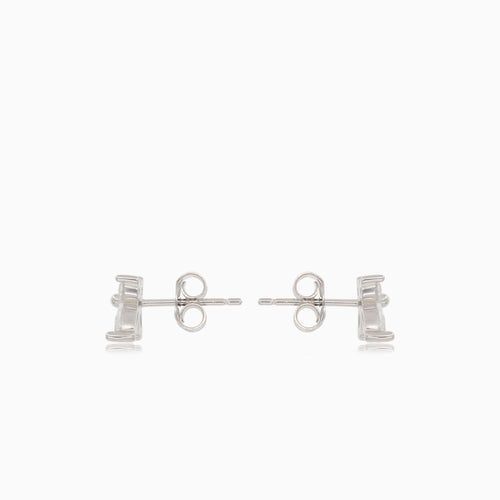Silver butterfly stud earrings with cubic zirconia