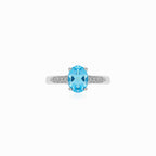 Blue topaz and cubic zirconia silver ring