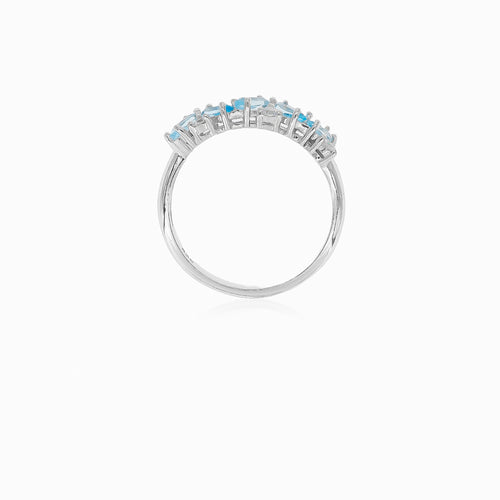 Damenring aus Silber mit blauem Quarz und Zirkonia