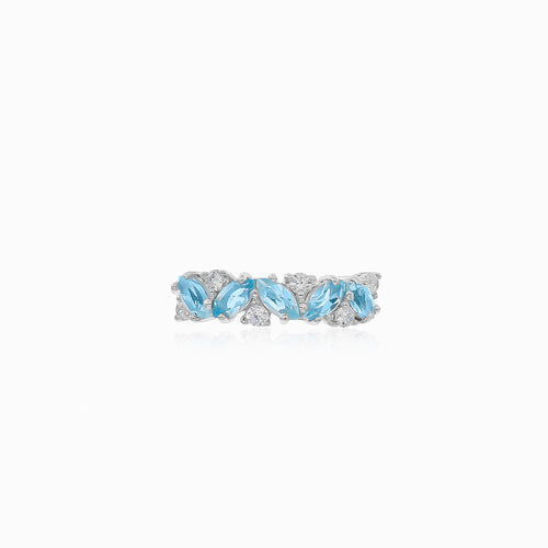 Damenring aus Silber mit blauem Quarz und Zirkonia