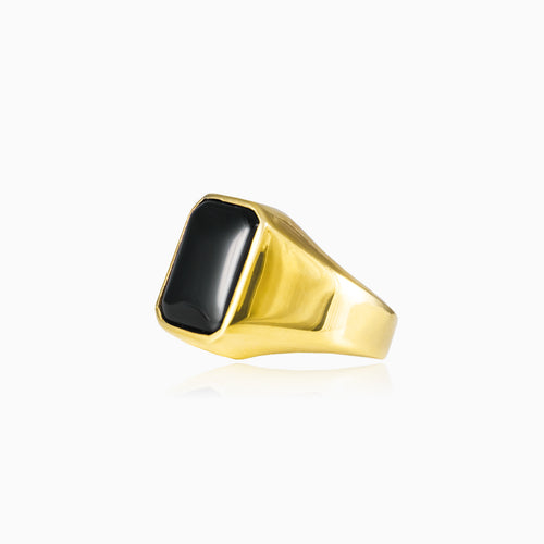 Rechteckiger Gold-Onyx-Ring