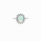 Chic women silver ring with white opal