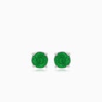 Silver small stud earrings with synthetic emerald