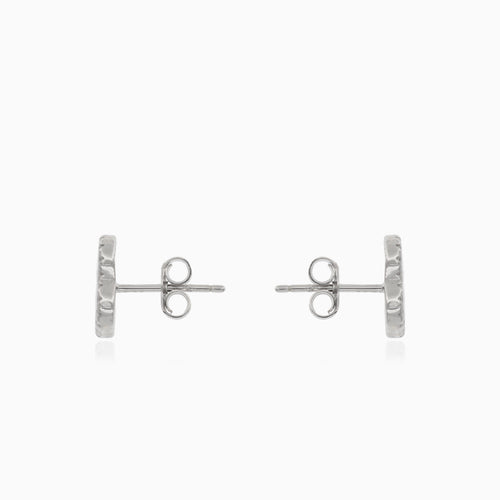 Silver four-leaf clover earrings with onyx