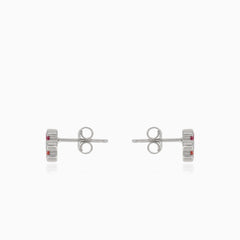 Silberne Ohrstecker mit mehrfarbiger Blume