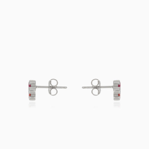 Silberne Ohrstecker mit mehrfarbiger Blume