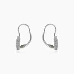 Silver drop earrrings with blue opal