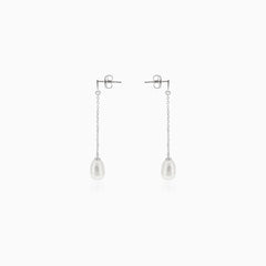 Stříbrné visací náušnice s perlou