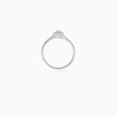 Luxurious  white gold engagement ring with embellished square design